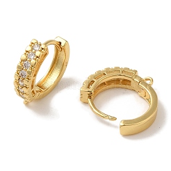 Rack Plating Brass Micro Pave Clear Cubic Zirconia Hoop Earrings Finding&nbsp;EJEW-B062-12G