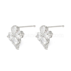 Brass Micro Pave Cubic Zirconia Stud Earring Findings&nbsp;LS-KK-Z094-07P