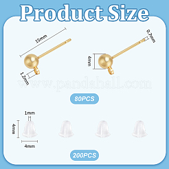 80Pcs Brass Stud Earring Findings&nbsp;KK-UN0002-75A
