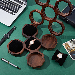 1Pcs 5-Slot Octagonal Acacia Wood Plexiglass Visible Window Watch Organizer Boxes&nbsp;CON-OC0001-72