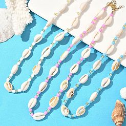 6Pcs 6 Styles Dyed Synthetic Turquoise Starfish & Natural Cowrie Shell & Glass Seed Beaded Necklaces&nbsp;NJEW-JN05329