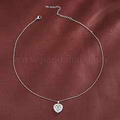 Valentine's Day Brass Pave Clear Cubic Zirconia Love Heart Pendant Necklaces for Women&nbsp;WG1BC9D-02