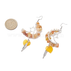 Autumn Moon with Star Alloy Natural Red Aventurine Dangle Earrings&nbsp;EJEW-JE06806