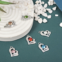 6Pcs 6 Colors Alloy Rhinestone Pendants&nbsp;FIND-TA0003-05