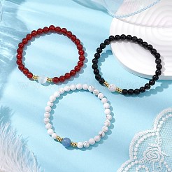 3Pcs 3 Styles Round Natural Gemstone Beads Stretch Bracelets Sets&nbsp;BJEW-JB11008
