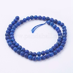 Dyed Natural Lapis Lazuli Round Beads Strands&nbsp;G-G735-06F-6mm