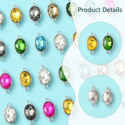 28Pcs 7 Colors Alloy Glass Links/Connectors&nbsp;GLAA-FS0001-93
