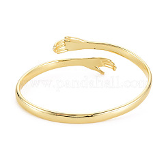 Brass Double Hands Hug Open Cuff Bangle for Women&nbsp;BJEW-S141-018