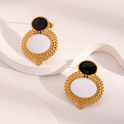 Elegant 304 Stainless Steel White Shell Oval Stud Earrings for Women&nbsp;XO8375-3