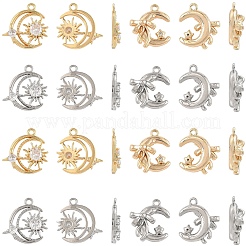 2Pcs 2 Colors Brass Pendants with Clear Glass&nbsp;KK-YW0004-02