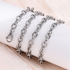 201 Stainless Steel Cable Chain Necklaces&nbsp;NJEW-Q013-12A-P