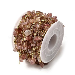 Handmade Natural Strawberry Quartze Chip Beaded Chains&nbsp;CHC-F020-09G-13