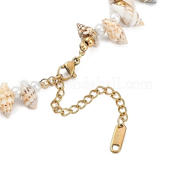 Natural Spiral Shell Beaded Necklaces for Women&nbsp;NJEW-A033-02C-G