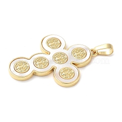 Brass Pave Natural White Shell Pendants&nbsp;KK-S522-01D-G