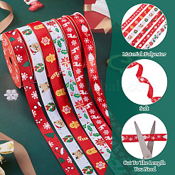 6Rolls 6 Styles Christmas Polyester Printed Ribbon&nbsp;OCOR-TA0003-43
