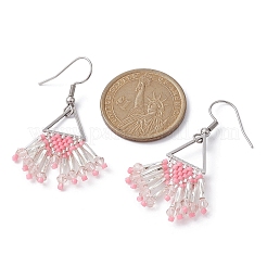 Glass Seed Beaded Tassel Dangle Earring&nbsp;EJEW-MZ00117