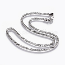 Non-Tarnish 304 Stainless Steel Mesh Chain Necklaces&nbsp;NJEW-L167-03A-P