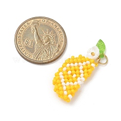 Glass Seed Beaded Lemon Pendants&nbsp;PALLOY-MZ00921