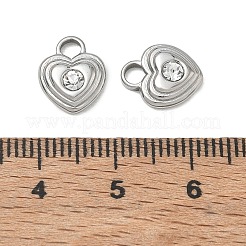 304 Stainless Steel Micro Pave Clear Cubic Zirconia Charms&nbsp;SA-CBA1CA2-08P