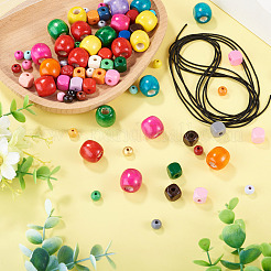 75Pcs 3 Styles Spray Painted Round Natural Schima Wood Beads&nbsp;WOOD-TAD0001-01