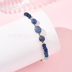 Dyed Natural Malaysia Jade & Dyed & Heated Blue Aventurine & Amazonite Nuggets & Rondelle Beaded Bracelets for Women&nbsp;BJEW-JB14090-01