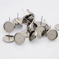 Tarnish Resistant 304 Stainless Steel Flat Round Stud Earring Settings&nbsp;STAS-N019-21-9mm