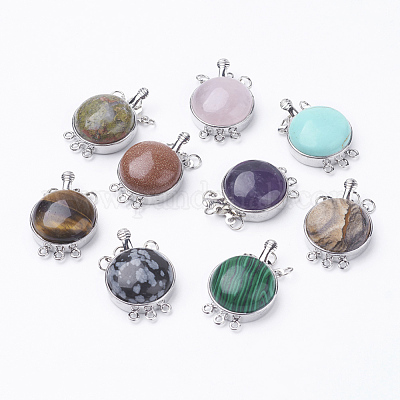 Natural/Synthetic Mixed Stone Box Clasps&nbsp;G-E427-P-1