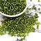 6/0 Round Silver Lined Round Hole Glass Seed Beads, Yellow Green, 4mm, Hole: 1.5mm, about 737pcs/50g