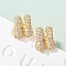 Brass Micro Pave Cubic Zirconia Stud Earrings, Pave Cluster Earring, Rack Plating, Long-Lasting Plated, Real 18K Gold Plated, Letter N, 13x10.5mm