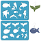 Acrylic Earring Handwork Template, Card Leather Cutting Stencils, Deep Sky Blue, Ocean Themed Pattern, 130x90x2mm, 2pcs/set