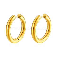Elegant 304 Stainless Steel Hoop Earrings, Golden, 21x22x4mm
