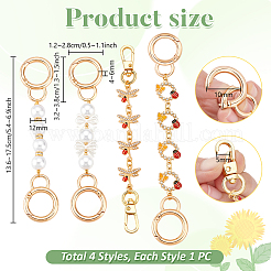4Pcs 4 Styles Bowknot Ladybug Dragonfly Zinc Alloy Bag Extension Chains Sets&nbsp;AJEW-PHE00002