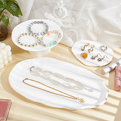 Gesso Irregular Jewelry Display Plate&nbsp;LS-DJEW-WH0015-97A