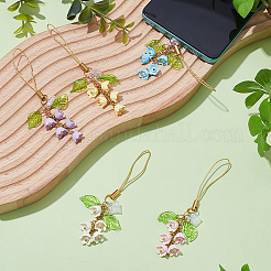 5Pcs 5 Colors Acrylic & Glass Pearl Mobile Straps&nbsp;HJEW-SC0002-89