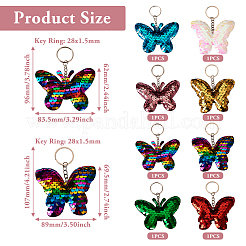 8Pcs 8 Colors Reflective Sequin Butterfly Pendant Keychain&nbsp;KEYC-TA0001-19
