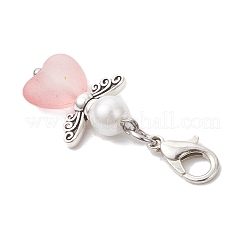 7Pcs Heart Angel Acrylic & Glass Pearl Pendant Decorations&nbsp;HJEW-JM03729-01