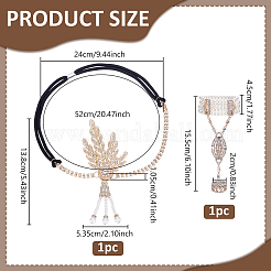 1Pc Alloy Rhinestone Mittens Multi-strand Bracelets & 1Pc Zinc Alloy Rhinestone & ABS Pearl Headbands Sets for Women&nbsp;SJEW-PH0001-31