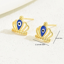 304 Stainless Steel Crown with Evil Eye Stud Earrings&nbsp;JM4332