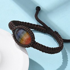 Adjustable Oval Chakra Natural Gemstone Braided Bead Bracelets&nbsp;BJEW-H626-02-06