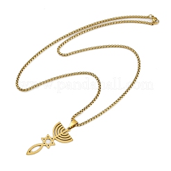 201 Stainless Steel Messianic Star of David Pendant Box Chain Necklaces&nbsp;LS-NJEW-M010-03G