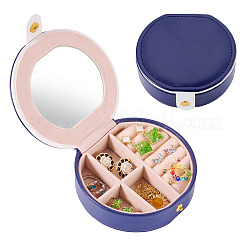 Round PU Leather & Plastic Jewelry Set Storage Box&nbsp;CON-TAC0014-06C