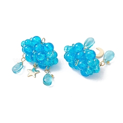 2Pcs 2 Styles Glass Bead & 304 Stainless Steel & 201 Stainless Steel Pendants&nbsp;PALLOY-MZ01307-02