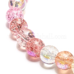 6mm Sparkling Crackle Glass Round Beads Stretch Bracelet&nbsp;BJEW-JB07189-02