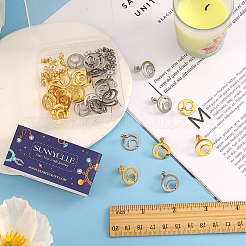 40Pcs 2 Colors 201 Stainless Steel Flat Round Stud Earring Findings&nbsp;STAS-SC0005-35
