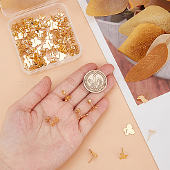 80Pcs 4 Style 201 Stainless Steel Stud Earring Findings&nbsp;EJEW-BBC0001-07