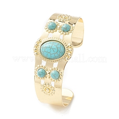 Resin Oval Beaded Open Cuff Bangle&nbsp;LS-BJEW-F452-01B
