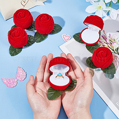 Flocking Plastic Rose Finger Ring Boxes&nbsp;CON-DR0001-01