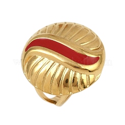 Flat Round 304 Stainless Steel Enamel Finger Rings for Women&nbsp;RJEW-G355-07G-02