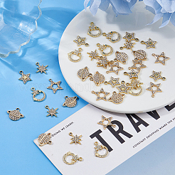 40Pcs 5 Styles Star Theme Alloy Micro Pave Rhinestone Pendants&nbsp;FIND-DC0007-52