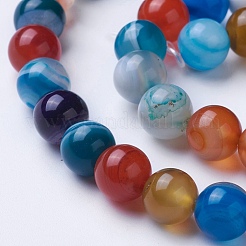 Natural Grade A Striped Agate/Banded Agate Beads Strands&nbsp;G-E479-04-12mm